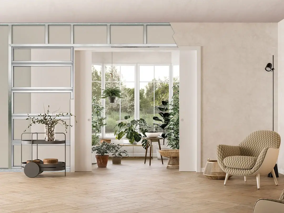 ECLISSE Circular Double Sliding pocket door system for double